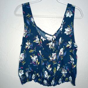 LUQ Teal Floral Crop Tank